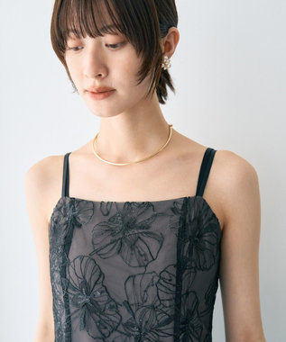 YECCA VECCA 【2点SET】フラワー柄スパンコール刺繍ドレス Charcoal Gray