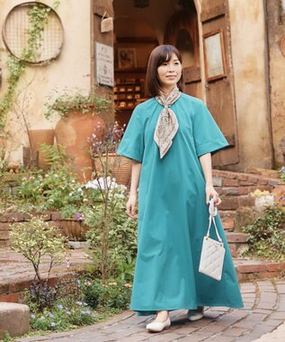 UNFILO 【洗える/軽量】FINE MOVE Aラインワンピース グリーン