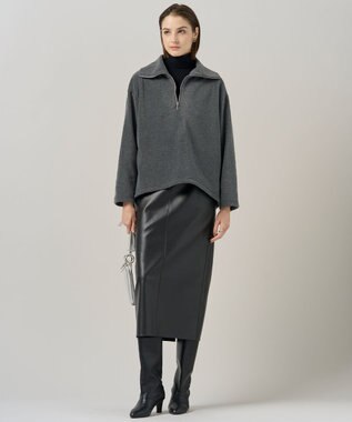 ICB L 【洗える】 トスカーナフリース ハーフジッププルオーバー ミディアムグレー