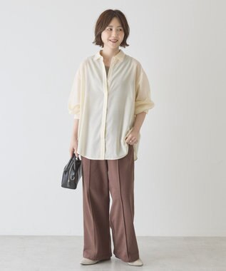 AMERICAN HOLIC 【イージーケア】シアーラウンドシャツ Light Yellow