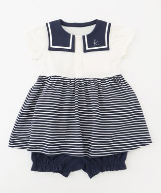 組曲 KIDS 【80-90cm】セーラーボーダー ワンピース ネイビー系1