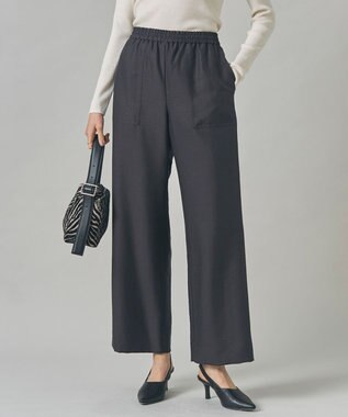 【洗える】ウールワッシャーツイル ワイドストレートパンツ