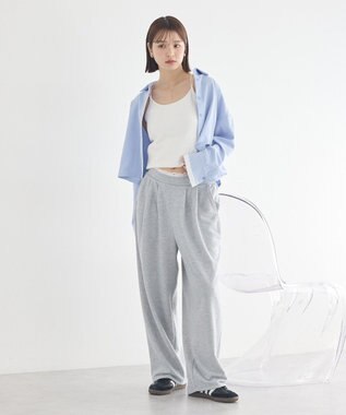 earth music&ecology レースレイヤード風スウェットパンツ Gray Mixture