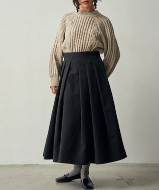 muuc トリプルクロス タックフレアスカート｜軽くてふっくらした三重織り生地・セットアップ可能 ブラック