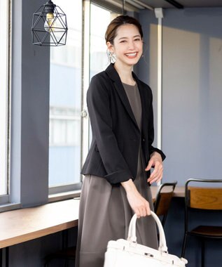 Tiaclasse L 【洗える】ボレロ＆ワンピースセット ブラック×モカ