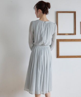 Tiaclasse 【新色追加・洗える】シフォンギャザーワンピース サックス