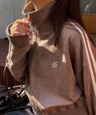 WEGO スエードポンチクロップドトラックジャケット ブラウン