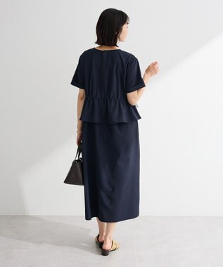 Green Parks 表面感ペプラムレイヤードワンピース Dark Navy