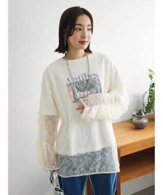 Green Parks ・ＡＮＤ　ＳＥＡＲＣＨ　レーシーラッフルスリーブチュニック Ivory