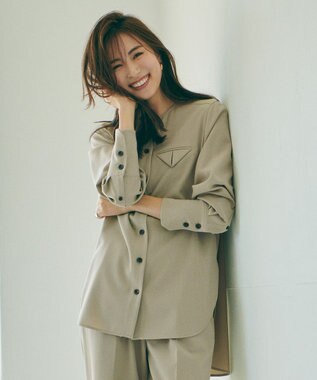 #Newans 【笹川友里さんコラボ】ノーカラーウールシャツ