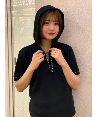 Green Parks チェックポイントワッフルプルオーバー Navy