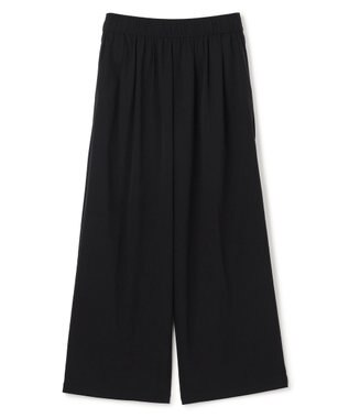 UNFILO 【セットアップ着用可/ウエストゴム】FINE MOVE ギャザーワイドパンツ ブラック