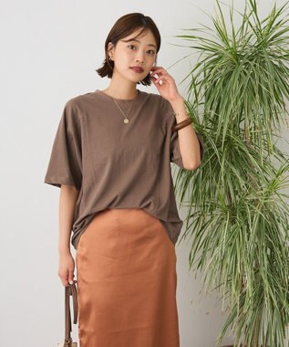 CRAFT STANDARD BOUTIQUE カットクレープワイドキリカエTシャツ Brown