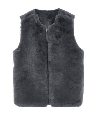 CRAFT STANDARD BOUTIQUE エコファー×ムートンチュニックベスト Charcoal Gray