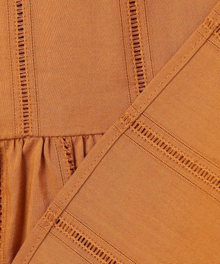 UNFILO ペプラム ギャザーブラウス キャメル