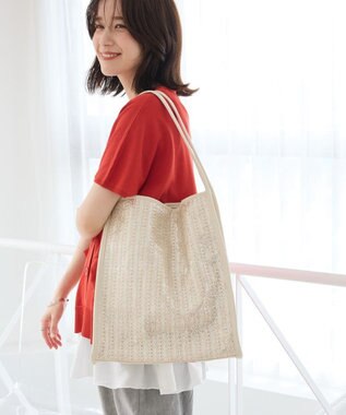 Green Parks ａｎｄｍｉｋｋａパイピング箔雑材トートバック Silver