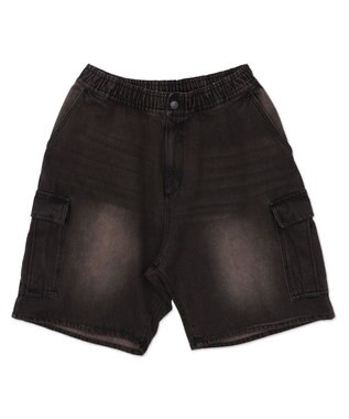 WEGO 【SMLサイズ展開】イージーバギーデニムカーゴショーツ デニムブラックソノタ