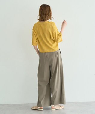 YECCA VECCA ストライプメッシュニットカーディガン Yellow