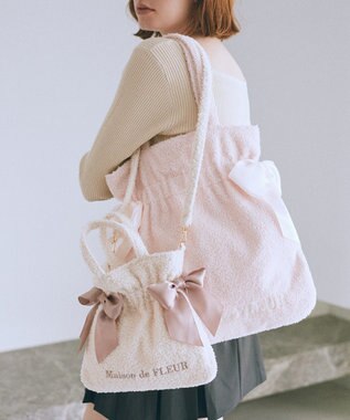 Maison de FLEUR ボアダブルリボントートバッグ Pink