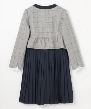 組曲 KIDS 【150-170㎝】グレンチェックジャケット＆プリーツワンピース セット ネイビー×チェック系