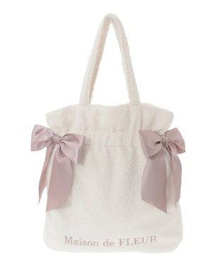 Maison de FLEUR ボアダブルリボントートバッグ Ivory