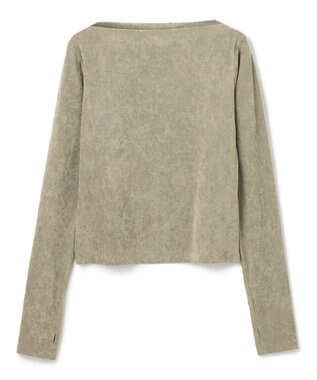 BEIGE， 【洗える・BAILA掲載】BUTLER / ストレッチベロアボートネックカットソー D.Sage