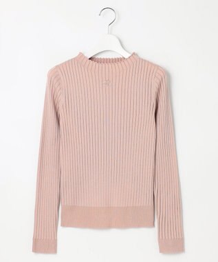 Feroux 【洗える】ロゴリブ プルオーバー ニット ピンク系