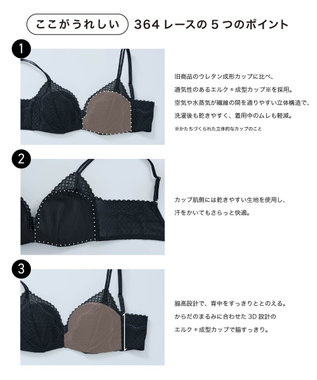 une nana cool 【リニューアル】364ブラ レース MADE WITH LIBERTY FABRIC ベージュ×ブラック