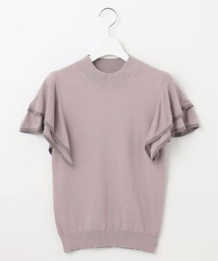 Feroux 【洗える】フリルスリーブハイネック プルオーバー キャメル系1