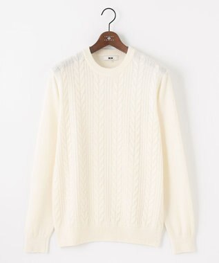 JOSEPH ABBOUD 【暖か・軽量】カシミヤブレンド クルーネック ニット ホワイト系