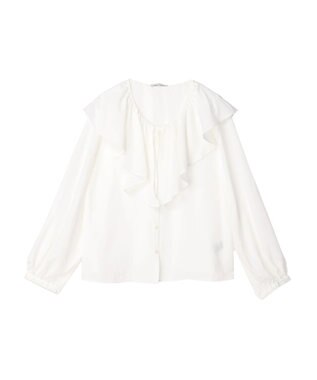 earth music&ecology ラッフルカラーブラウス Off White