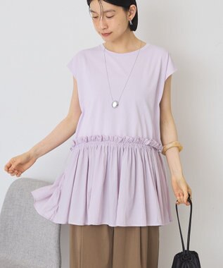 AMERICAN HOLIC 汗染み防止・異素材ペプラムプルオーバー Purple