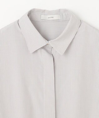 ANY L 【手洗い可能/抗菌防臭/UVカット/速乾】ロングシャツ グレーピンストライプ