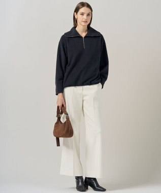 ICB L 【洗える】 トスカーナフリース ハーフジッププルオーバー ネイビー