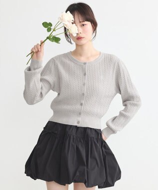 earth music&ecology ミニケーブルコンパクトカーディガン Ivory