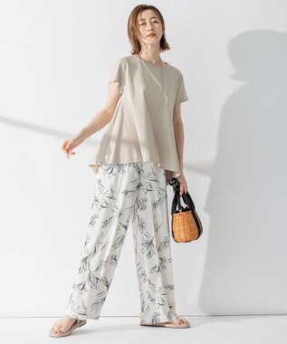 23区 【洗える】ALBINIジャージー Aライン Tシャツ ベージュ系