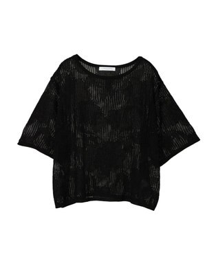 Green Parks 花柄メッシュニットプルオーバー Black