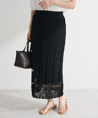 Green Parks クロシェニットスカート White