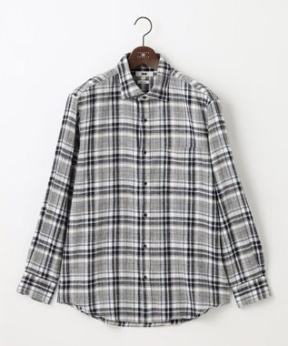 JOSEPH ABBOUD 【キングサイズ・柔らかな肌触り/暖かい】 ラフィーコットンフランネルシャツ ライトグレー系4