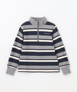 J.PRESS KIDS 【110-130cm】ハーフジップ ボーダー トレーナー グレー系1