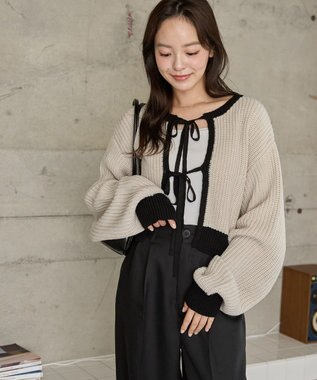 WEGO 【2024年秋冬新色カラー追加★】リボン2WAYカーデ ホワイトアイボリー