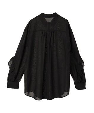 earth music&ecology フリルスリーブシャツ Black
