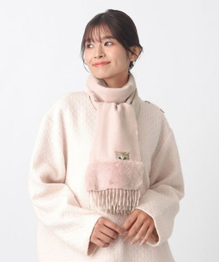 MOONBAT PAUL & JOE ACCESSOIRES ヌネットワッペン×ファームースタッチマフラー（パッケージ入り） ペールピンク