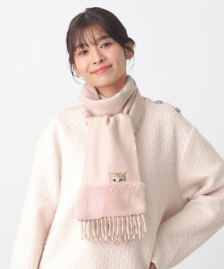 MOONBAT PAUL & JOE ACCESSOIRES ヌネットワッペン×ファームースタッチマフラー（パッケージ入り） ペールピンク