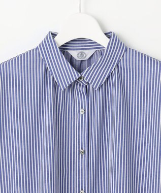 J.PRESS LADIES Jカミーチェストライプ シャツカラー カットソー ネイビーストライプ系