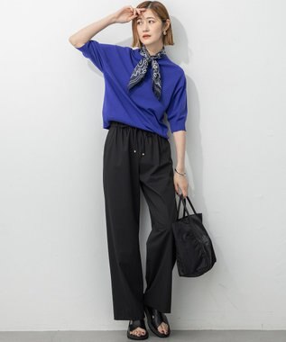 23区 【洗える/吊り干しOK】ヴィスコースストレッチ パフスリーブ ニット ブルー系