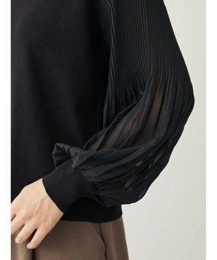 Green Parks プリーツ袖ニットプルオーバー Black