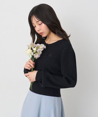 earth music&ecology ミニケーブルコンパクトカーディガン Black