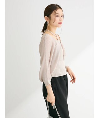 Green Parks ・swing by SET2点ニットボレロ&ニットキャミ Gray Beige