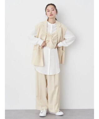 earth music&ecology ピンストライプジレ Beige